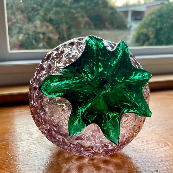 Blenko Glass Orchid & Green Strawberry # 9350- Produced in 1993 & 1994 - Picture 2 of 12